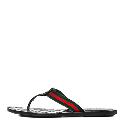 Gucci Nylon Guccissima Web Womens Thong Sandals 38.5 Green Red Black 1 of 9