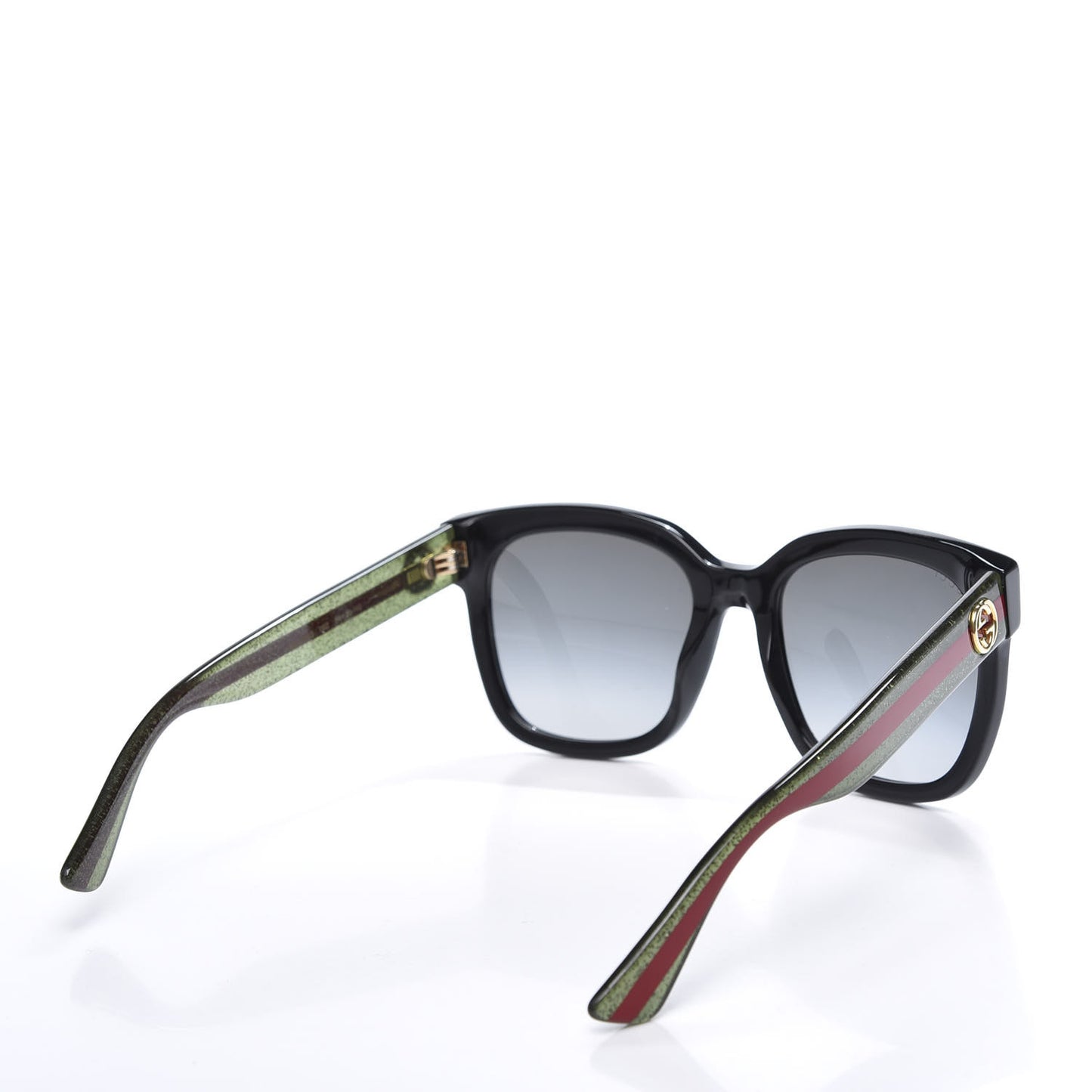 Acetate Square Frame Web Glitter Sunglasses GG0034S Black Green