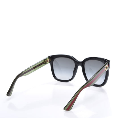 Gucci Acetate Square Frame Web Glitter Sunglasses GG0034S Black Green 4 of 9