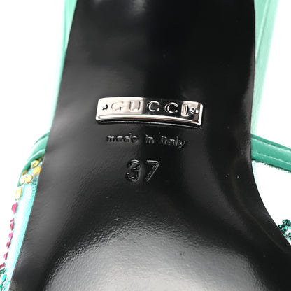 Gucci Tela Retino Nappa Crystal GG Monogram Square G 95mm Slide Sandals 37 Turquoise 6 of 8