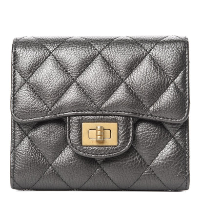 Chanel Metallic Calfskin Quilted Reissue Compact Wallet Grey 1 of 8