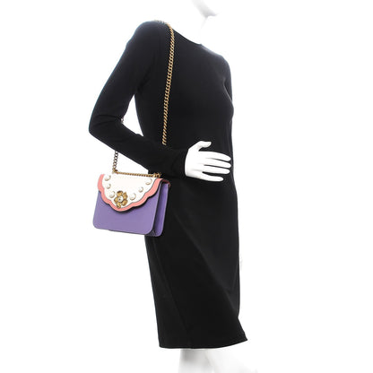 Gucci Calfskin Peony Medium Chain Shoulder Bag Purple 2 of 8