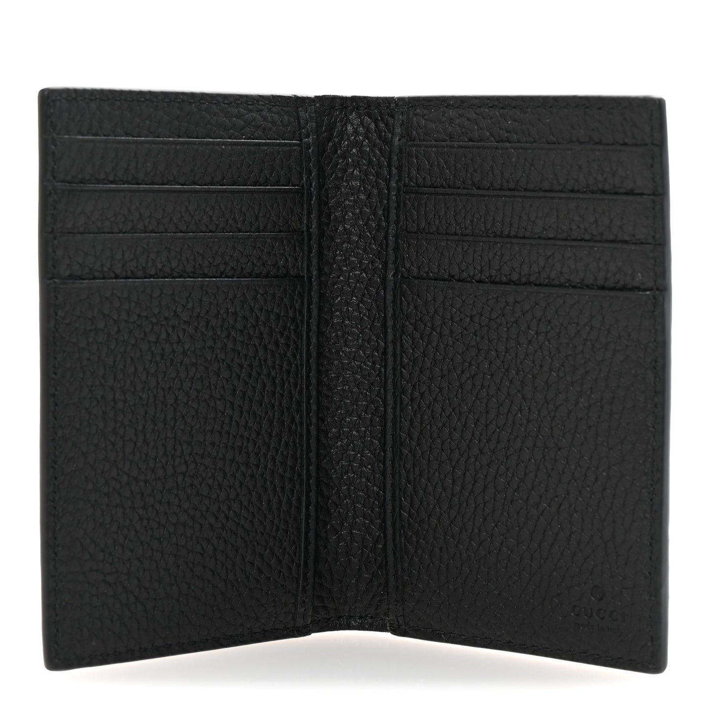 Piuma Calfskin Jumbo GG Embossed Card Case Black