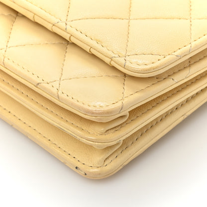 Chanel Lambskin Quilted Mini Wallet On Chain WOC Yellow 15 of 20