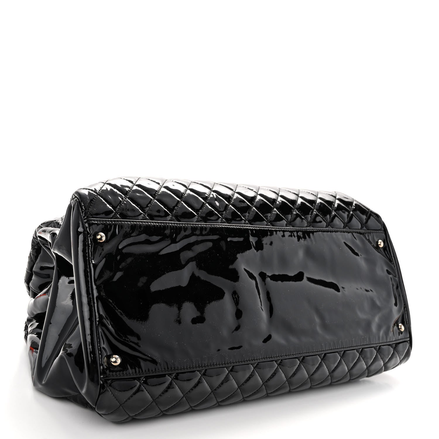 Chanel Patent Quilted Maxi Just Mademoiselle Bowling Bag Black 4 of 9
