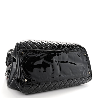 Chanel Patent Quilted Maxi Just Mademoiselle Bowling Bag Black 4 of 9