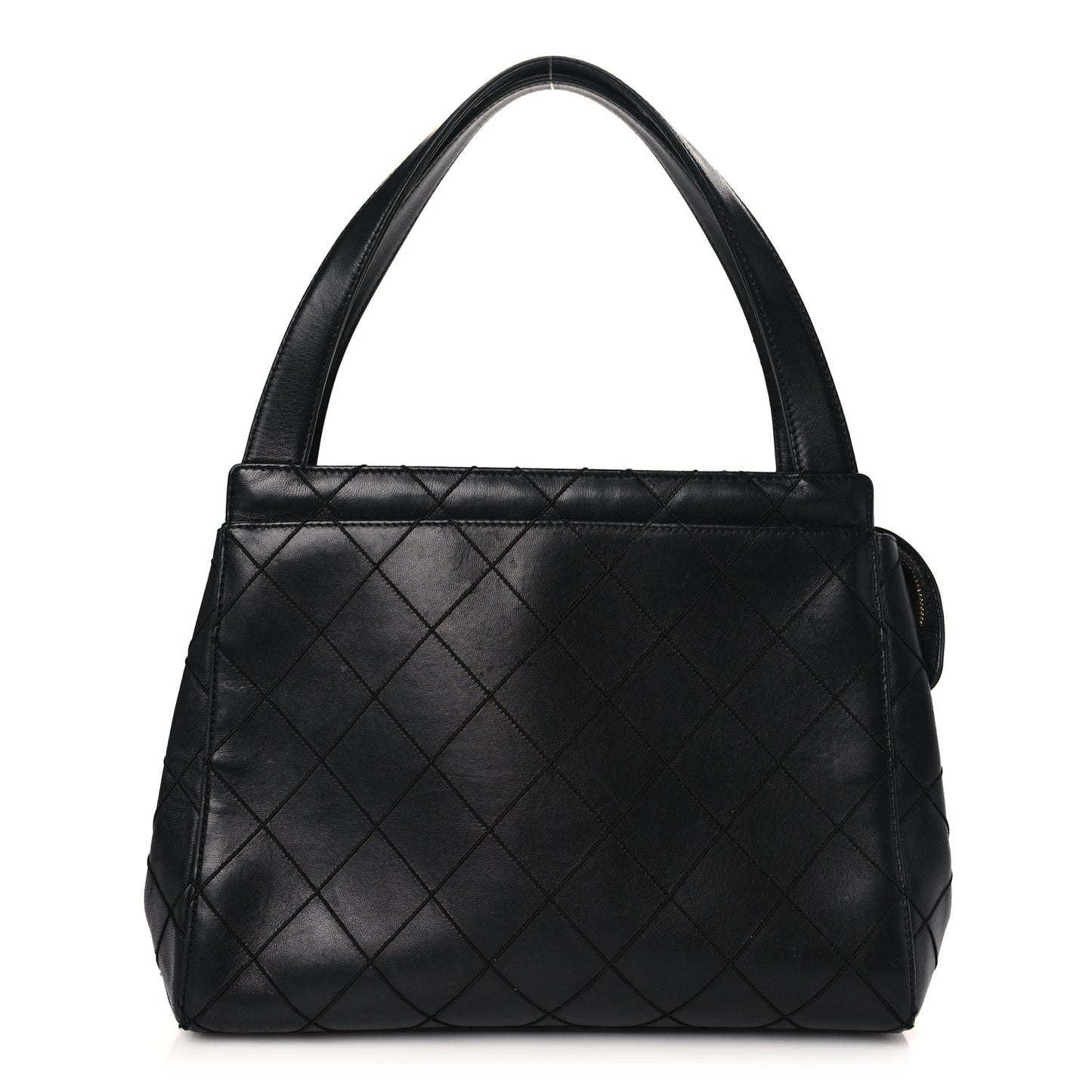 Lambskin Stitched Shoulder Bag Black