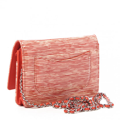 Chanel Patent Striped Wallet On Chain WOC Red 2 of 9