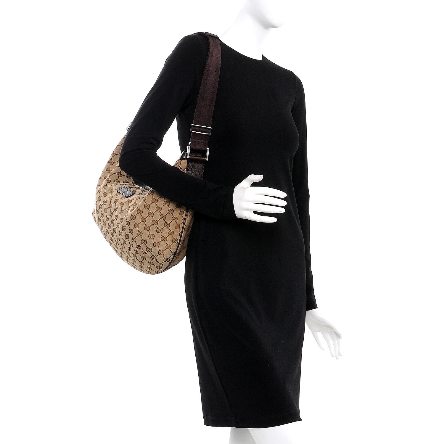 Gucci Monogram Medium Half Moon Hobo Dark Brown 2 of 7