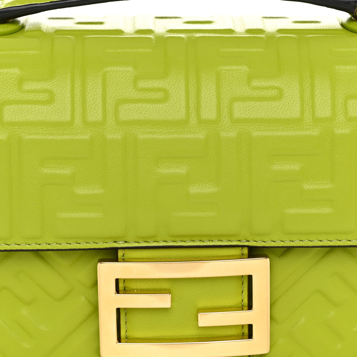 Fendi Nappa FF Embossed Small Midi Chain Baguette Wasabi 7 of 10