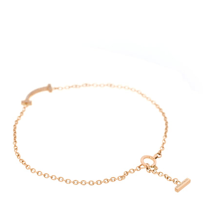Tiffany 18K Rose Gold Diamond Mini T Smile Bracelet 3 of 7