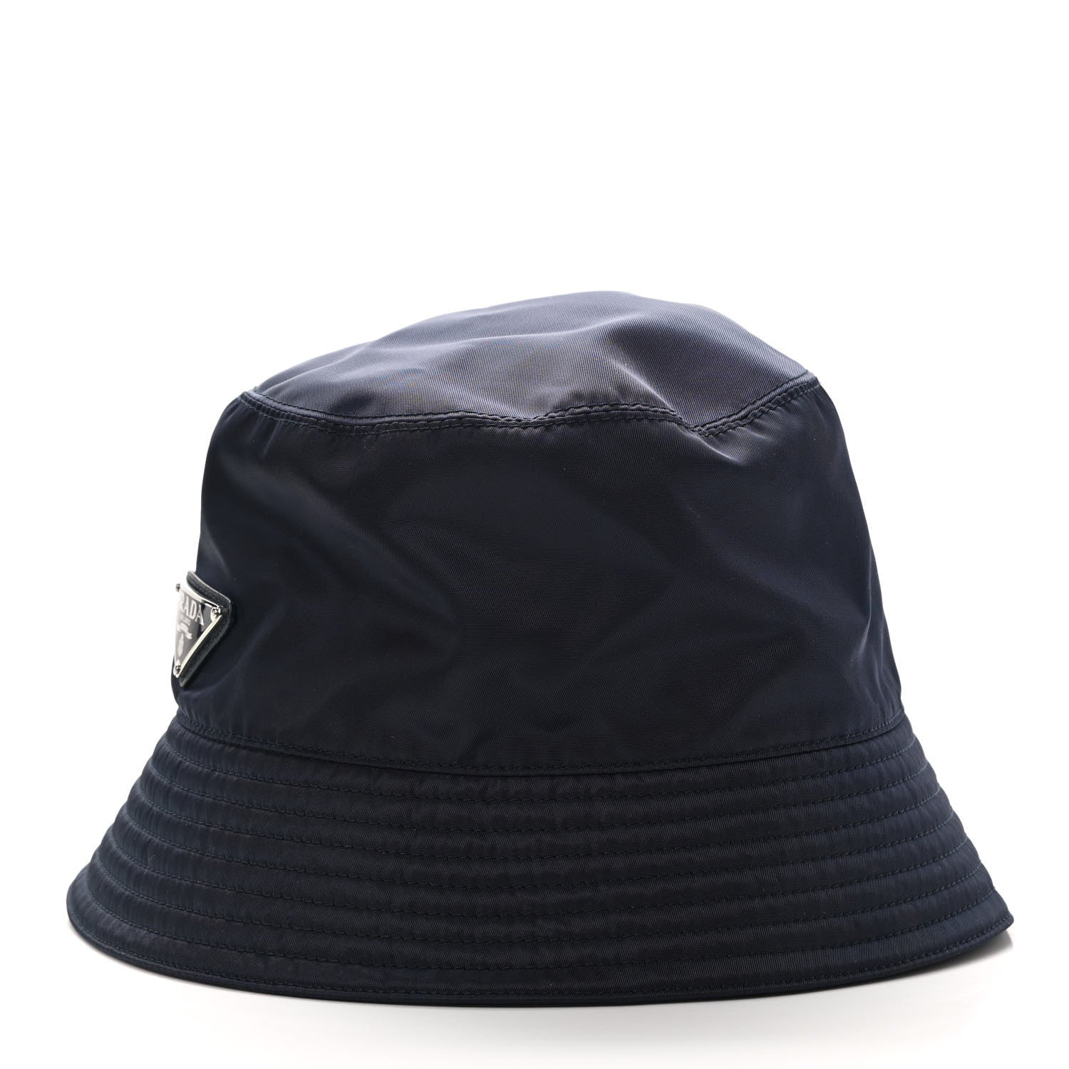 Prada Re-Nylon Metal Triangle Logo Mens Bucket Hat L Navy 4 of 8
