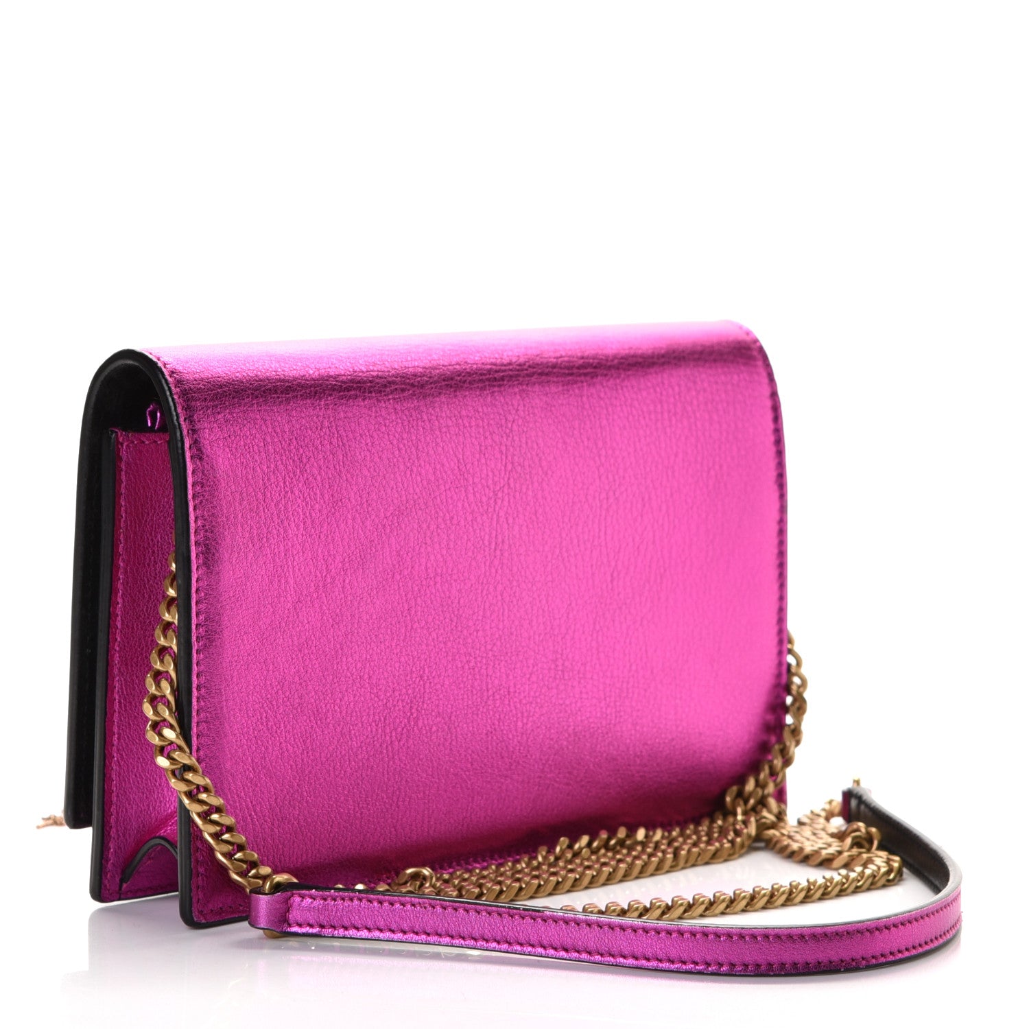 Saint Laurent Metallic Calfskin Classic Monogram Kate Tassel Chain Wallet Fuchsia 2 of 8