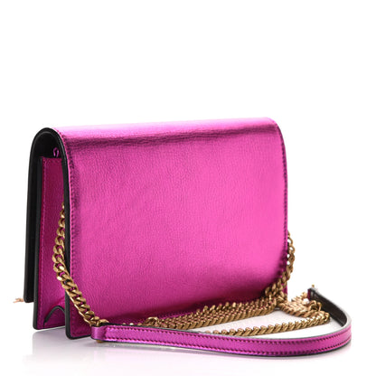 Saint Laurent Metallic Calfskin Classic Monogram Kate Tassel Chain Wallet Fuchsia 2 of 8