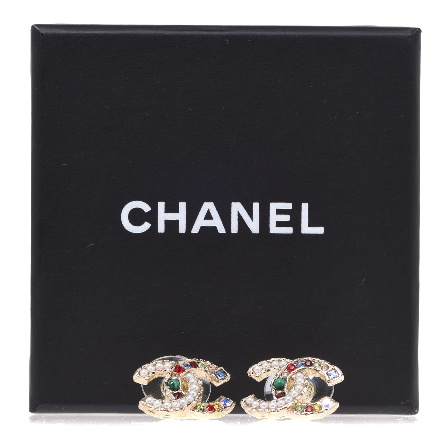 Pearl Crystal CC Earrings Gold Multicolor