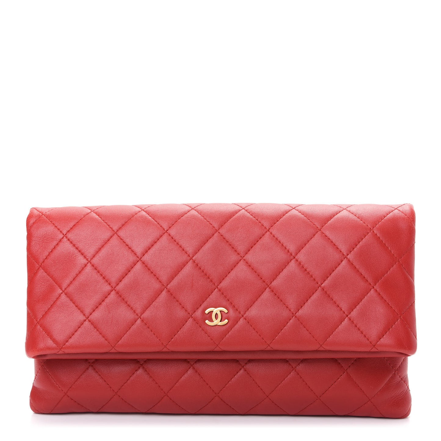Lambskin Quilted CC Beauty Clutch Red