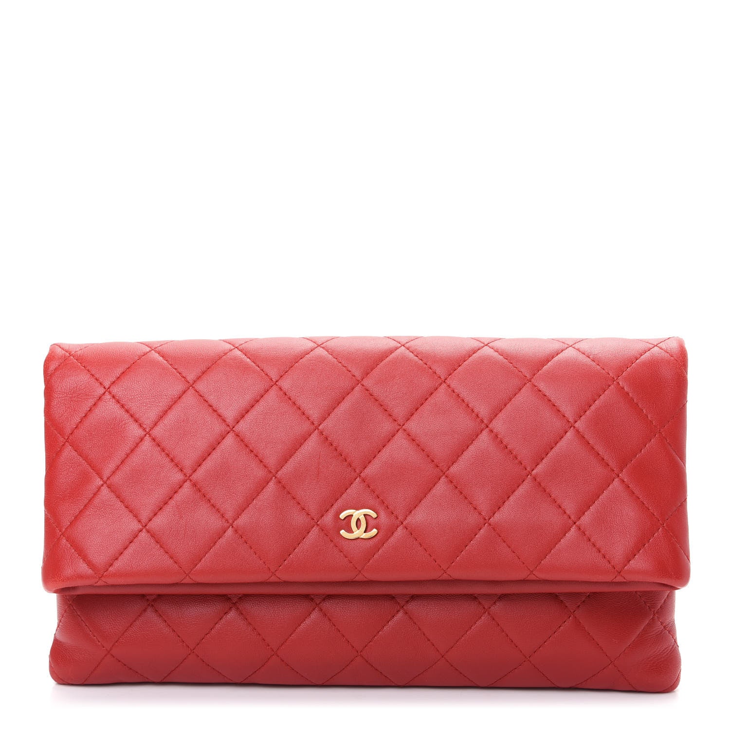Chanel Lambskin Quilted CC Beauty Clutch Red 1 of 8