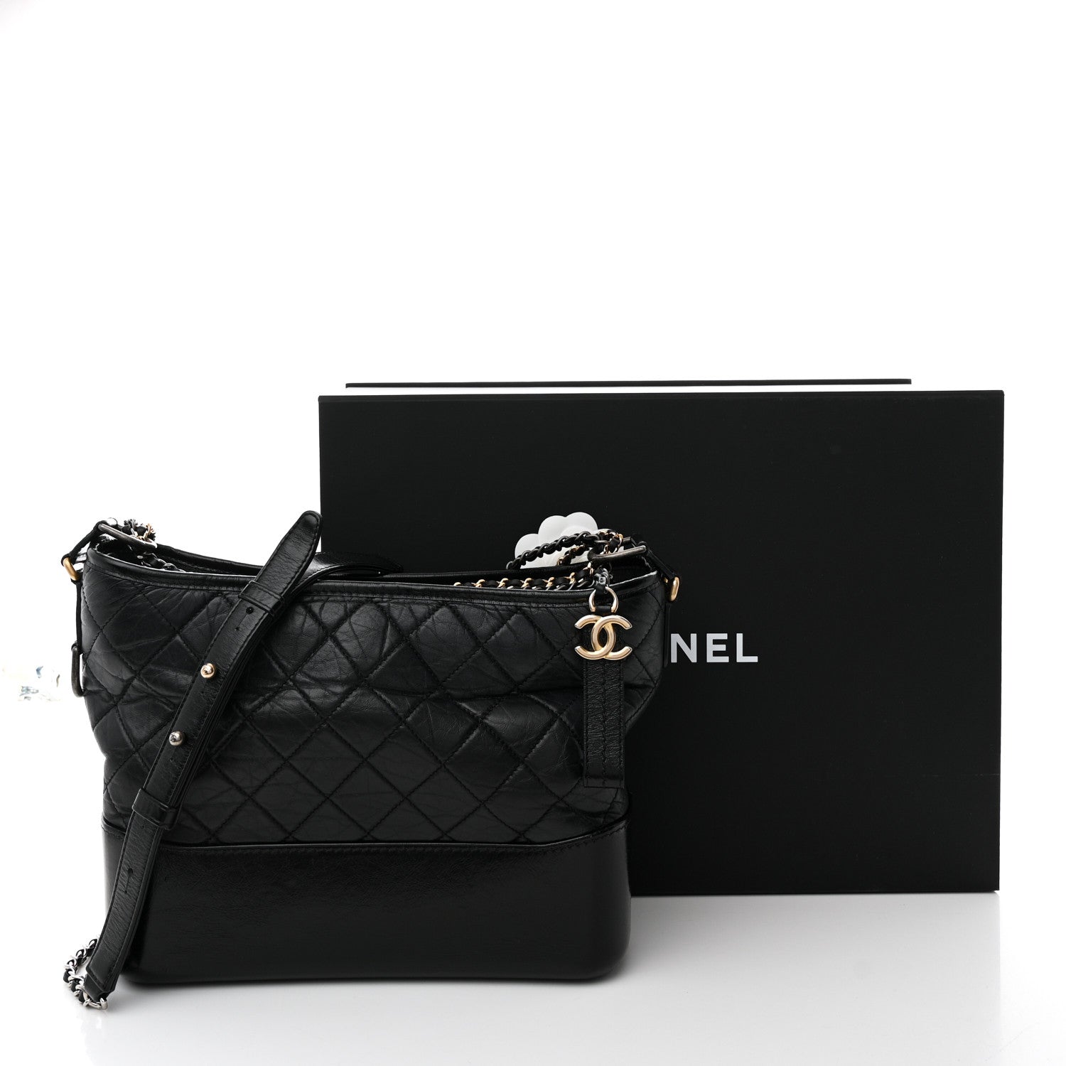 Chanel Aged Calfskin Quilted Medium Gabrielle Hobo Black 13 of 13