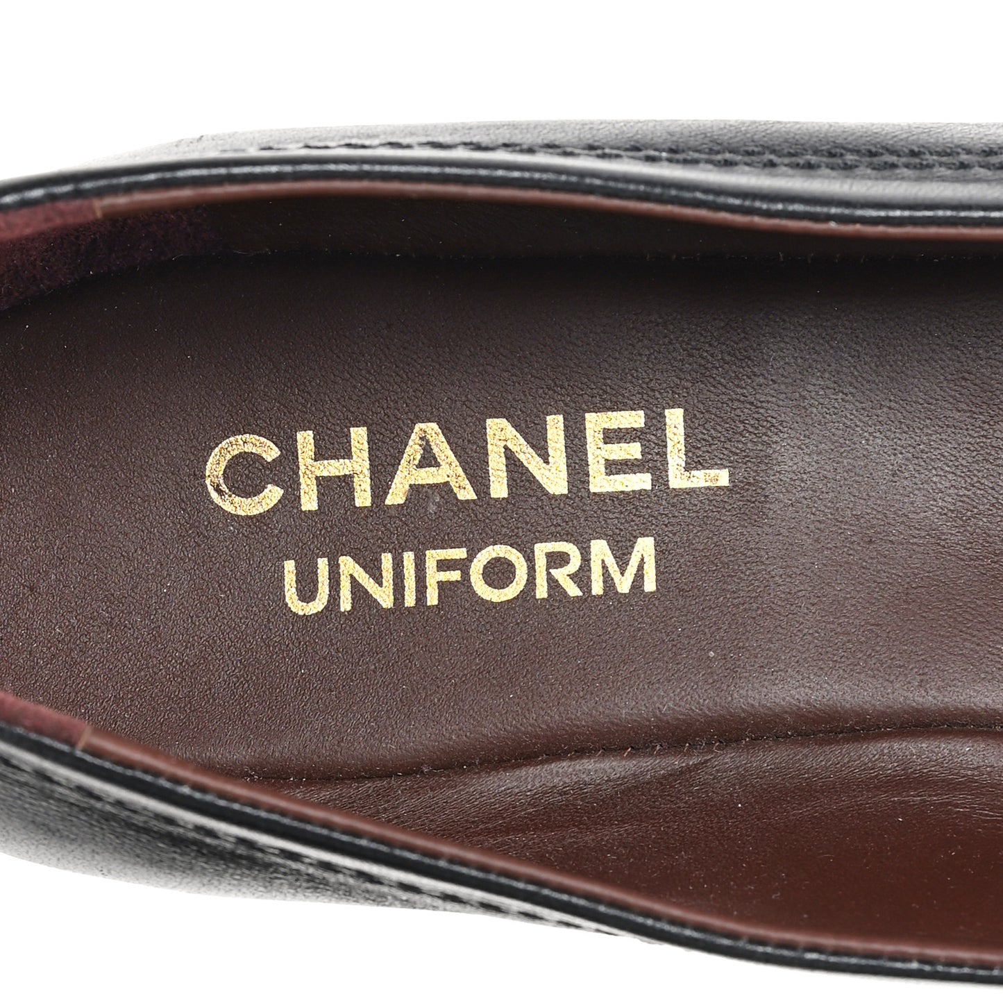 Lambskin Cap Toe CC Uniform Ballerina Flats 38.5 Black