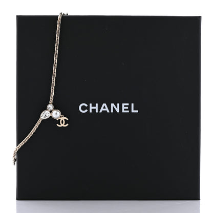 Chanel Pearl Crystal CC Teardrop Braided Necklace Gold 8 of 8