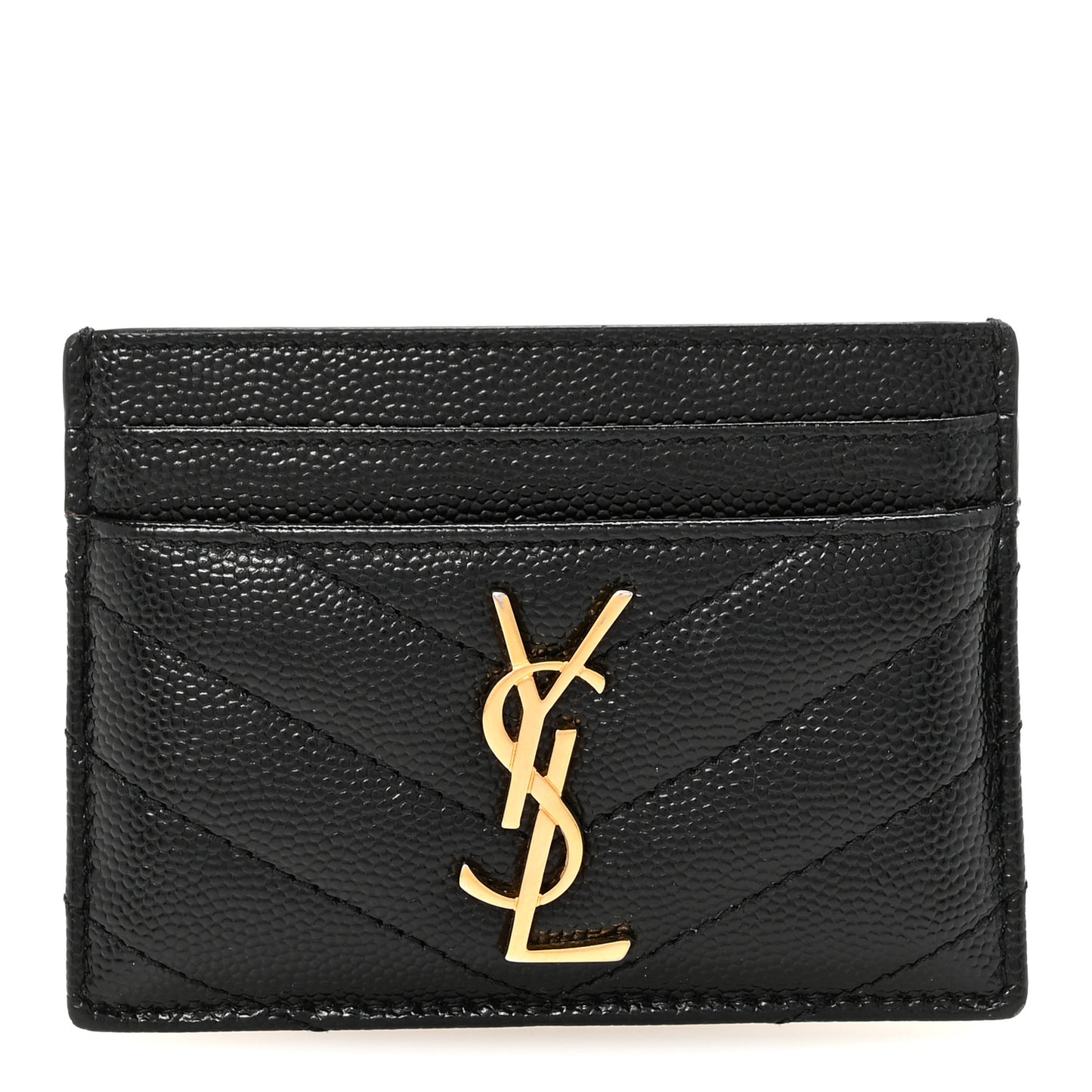 Grain De Poudre Matelasse Chevron Monogram Credit Card Case Black