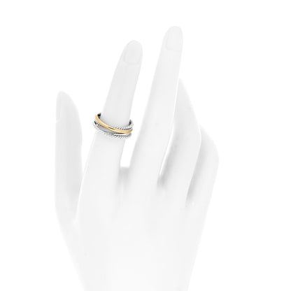 David Yurman Sterling Silver 18K Yellow Gold Narrow Crossover Ring 52 6 2 of 5