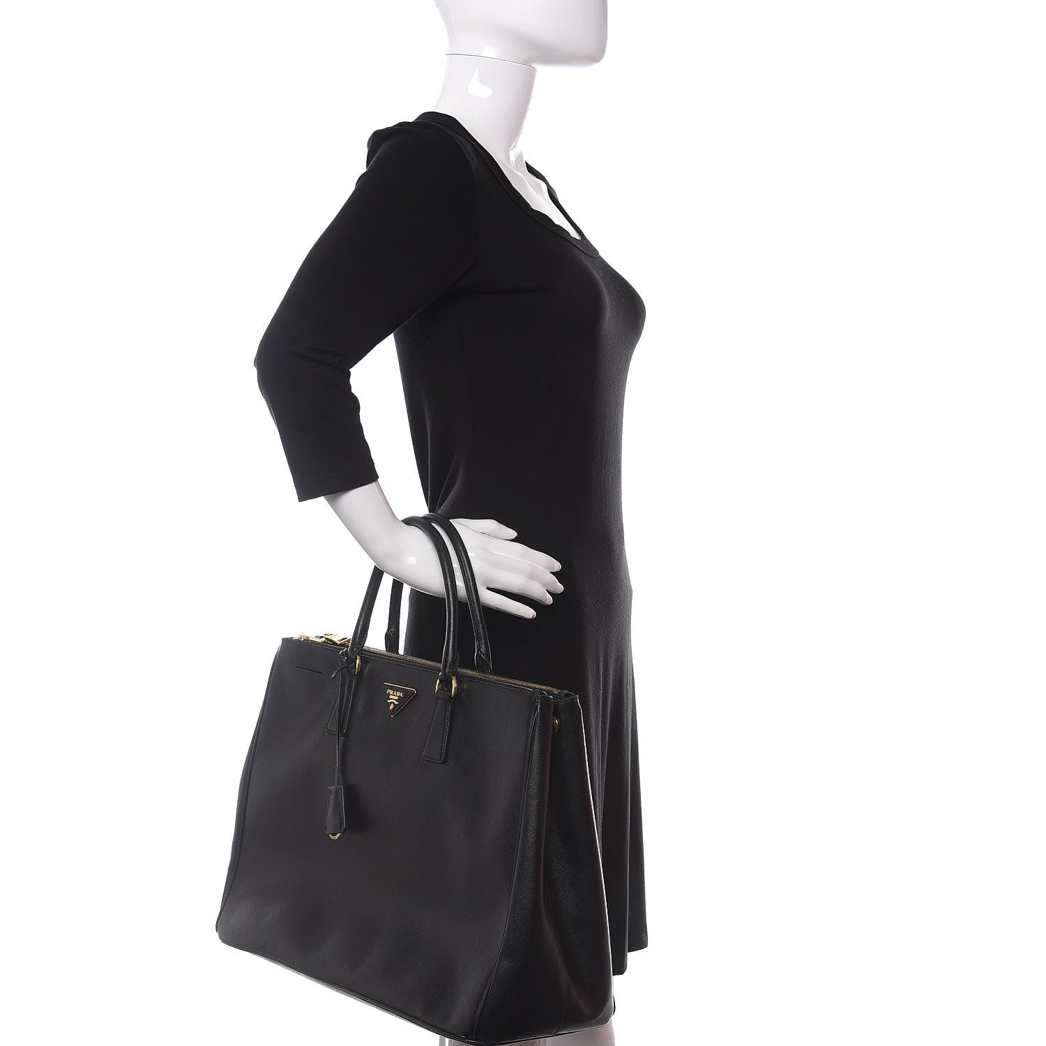 Prada Saffiano Lux Extra Large Galleria Double Zip Tote Black 2 of 14