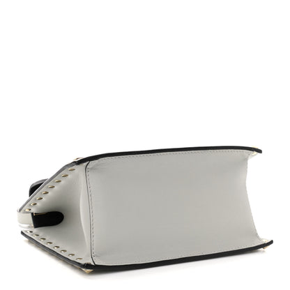 Valentino Garavani Calfskin Rockstud Overlay Flap Top Handle Bag Light Grey 4 of 9