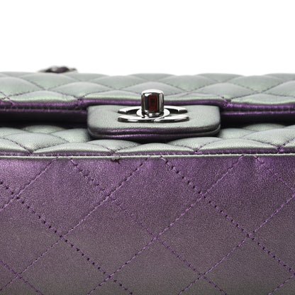 Chanel Metallic Lambskin Quilted Mini Rectangular Flap Purple 10 of 12