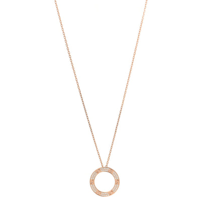 Cartier 18K Pink Gold Diamond LOVE Paved Necklace 1 of 6