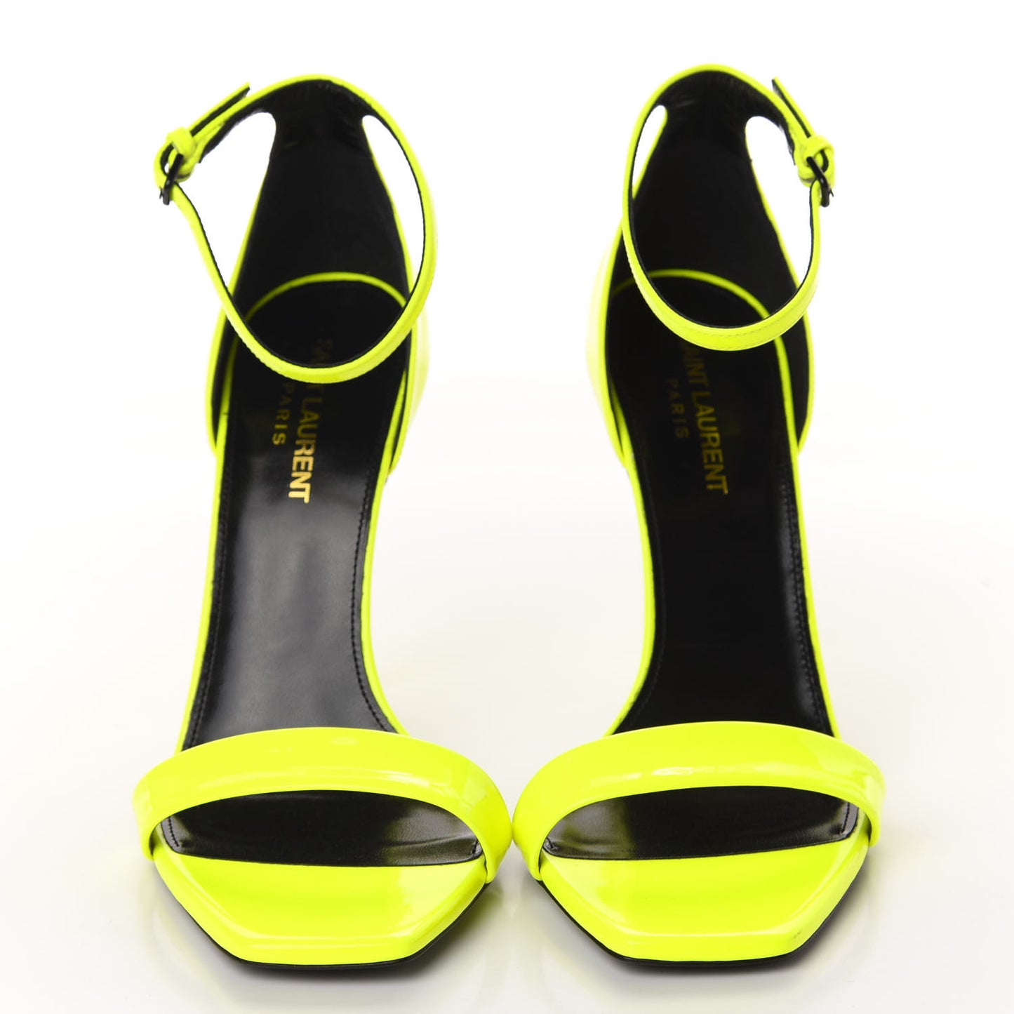 Patent Calfskin Jane 105 Ankle Strap Sandals 39 Yellow Fluo