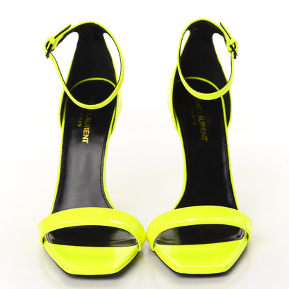 Saint Laurent Patent Calfskin Jane 105 Ankle Strap Sandals 39 Yellow Fluo 2 of 12