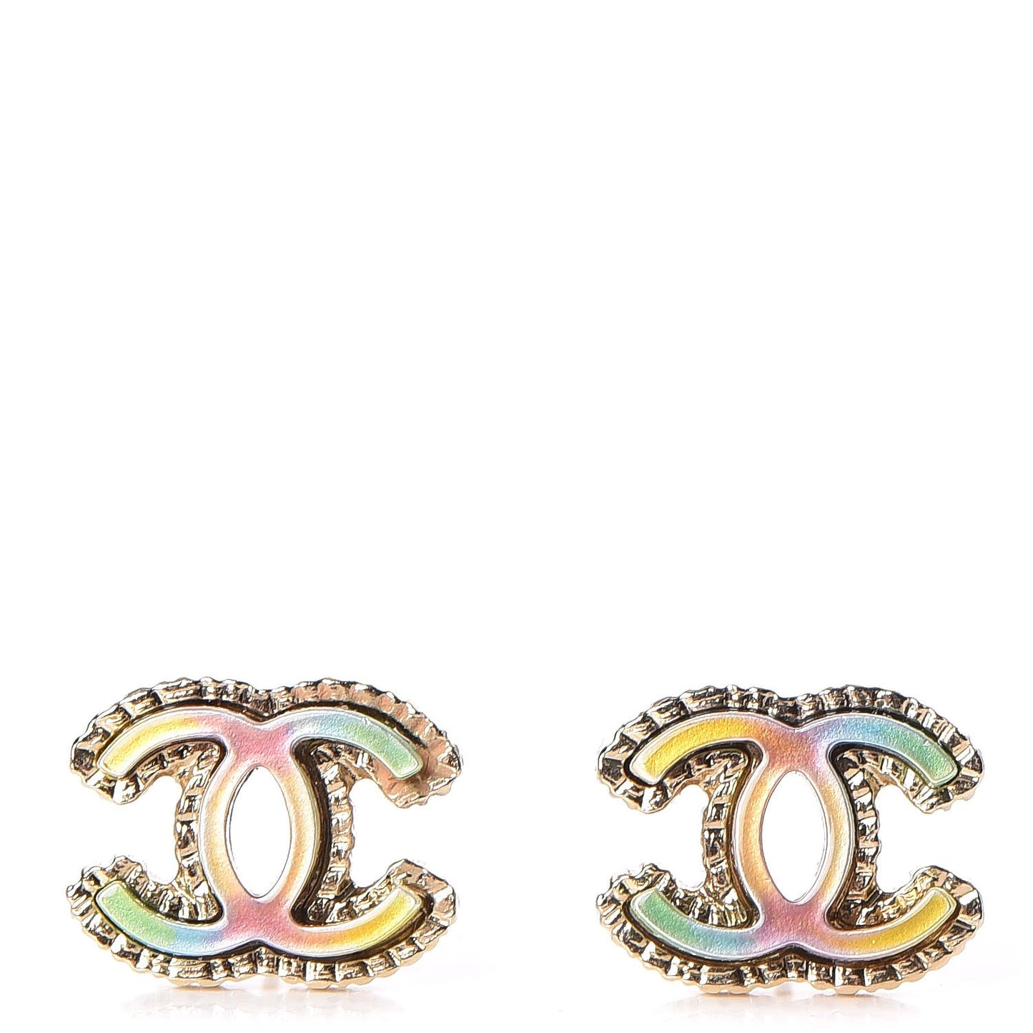 Enamel Rainbow CC Earrings Gold Multicolor