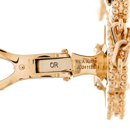 Van Cleef & Arpels 18K Yellow Gold Mother of Pearl Black Onyx 3 Motifs Magic Alhambra Earrings 4 of 5