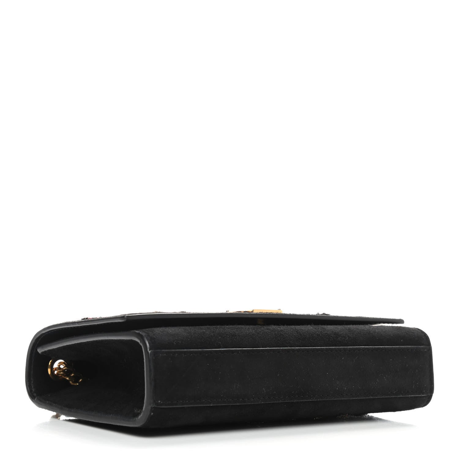 Saint Laurent Suede Embroidered Small Monogram Kate Satchel Black 3 of 9