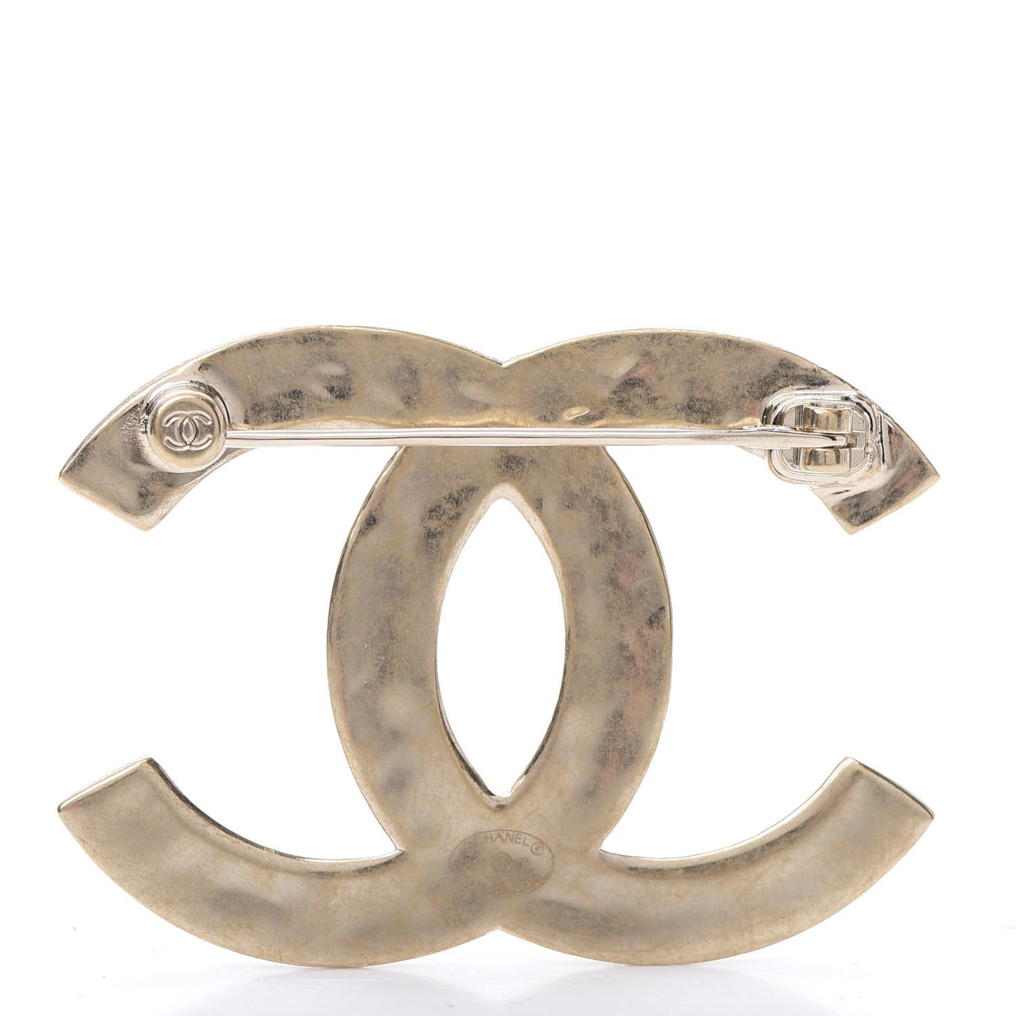 Metal CC Diamond Quilted Brooch Light Gold