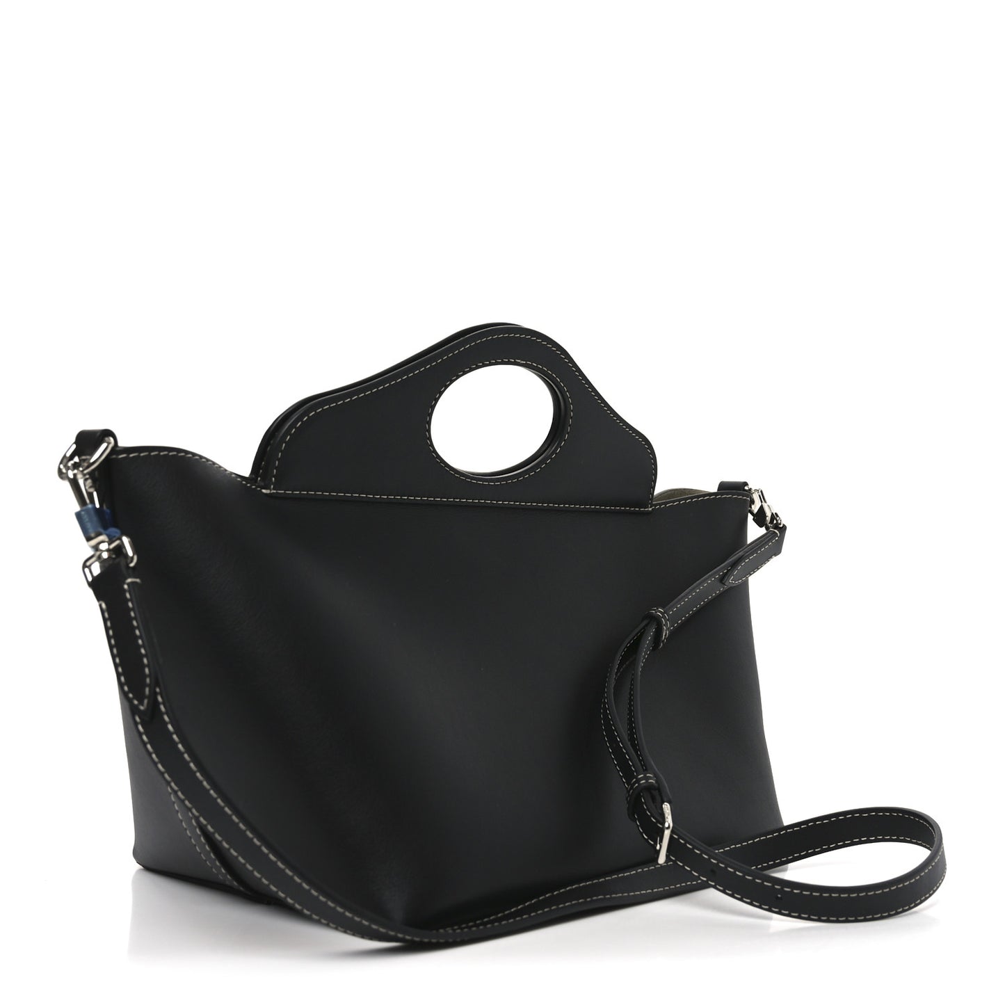 Soft Calfskin Small Pocket Tote Bag Black
