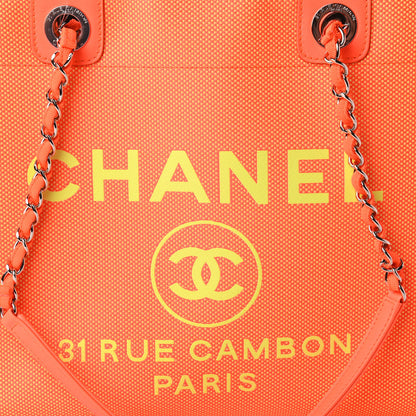 Chanel Mixed Fibers Calfskin Small Deauville Tote Orange Yellow 10 of 11