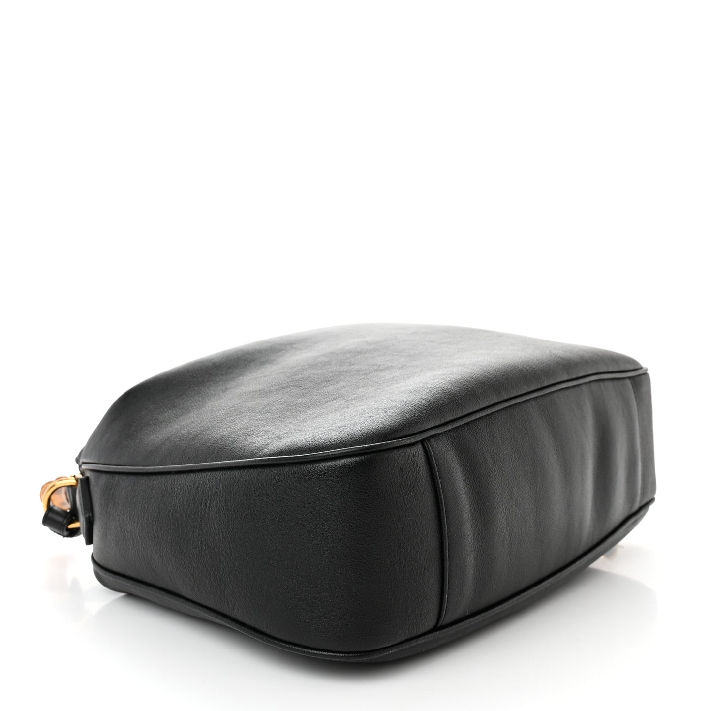 Softy Wonka Textured Dollar Calfskin Large Diana Bamboo Shoulder Bag Black