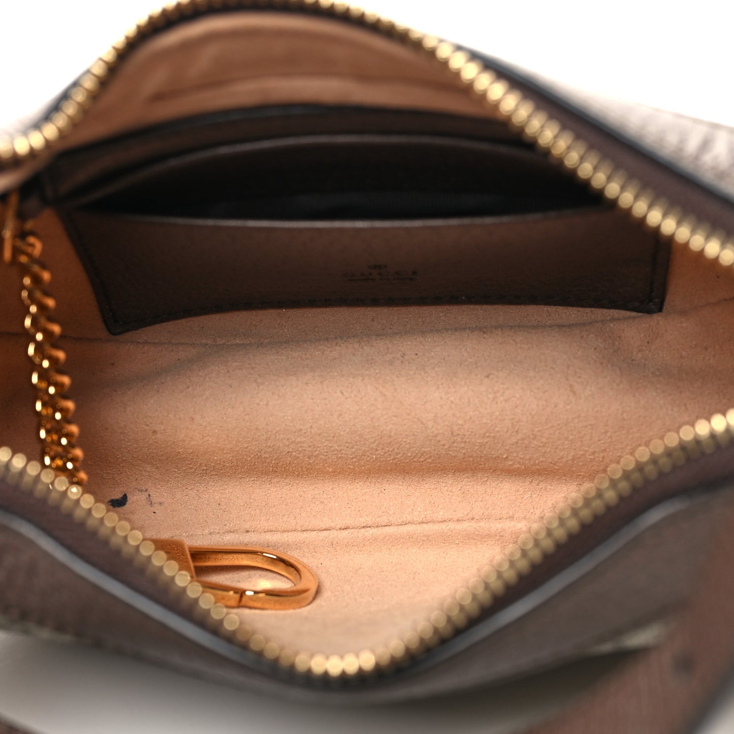 GG Supreme Monogram Textured Calfskin Web Mini Ophidia Half Moon Hobo Beige Ebony New Acero