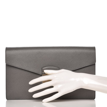 Prada Saffiano Lux Sound Clutch Marmo 2 of 7