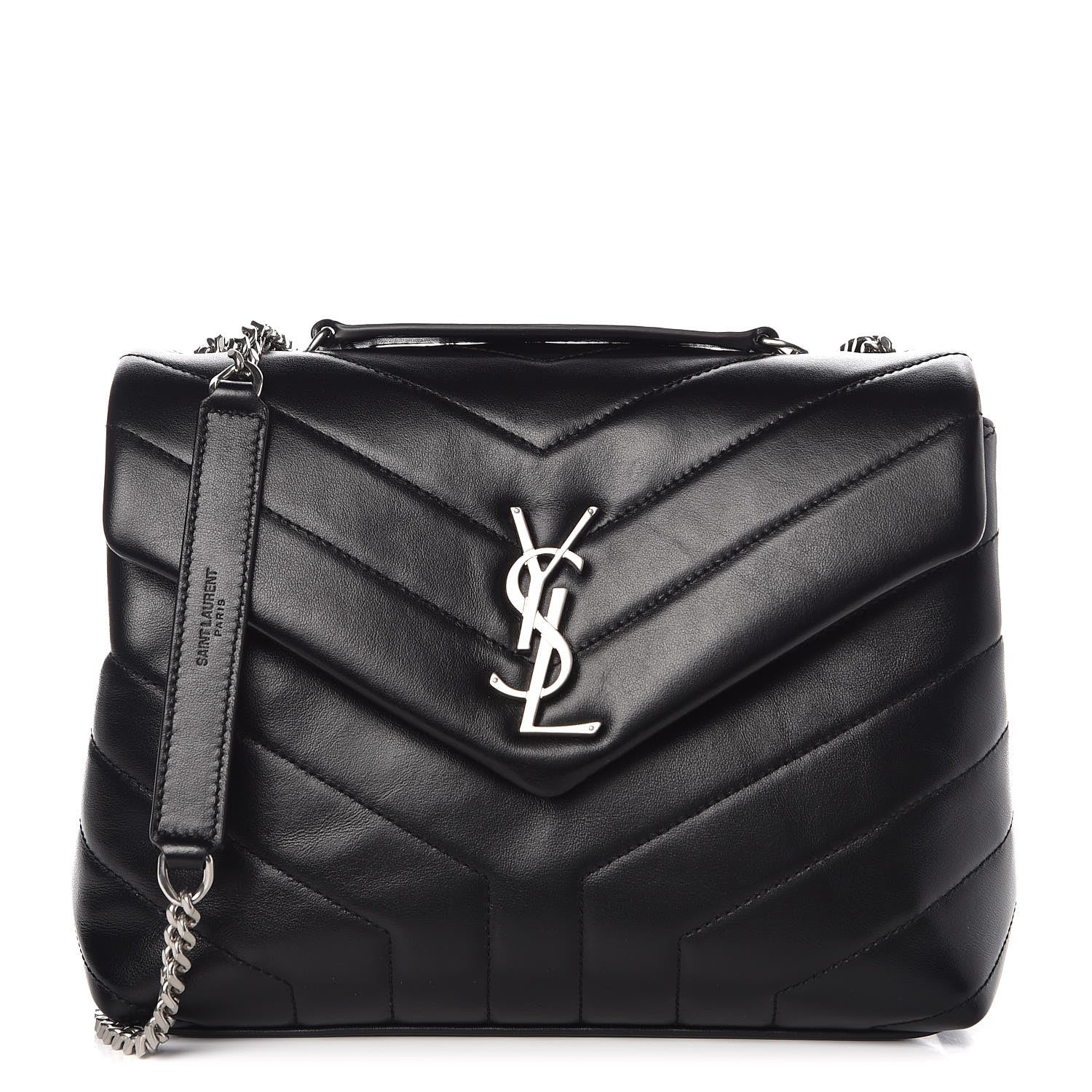 Saint Laurent Calfskin Y Quilted Monogram Small Loulou Chain Satchel Black 1 of 9