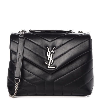 Saint Laurent Calfskin Y Quilted Monogram Small Loulou Chain Satchel Black 1 of 9