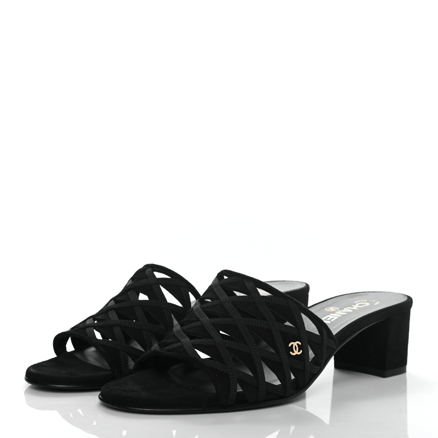 Suede Grosgrain Sandals 40 Black