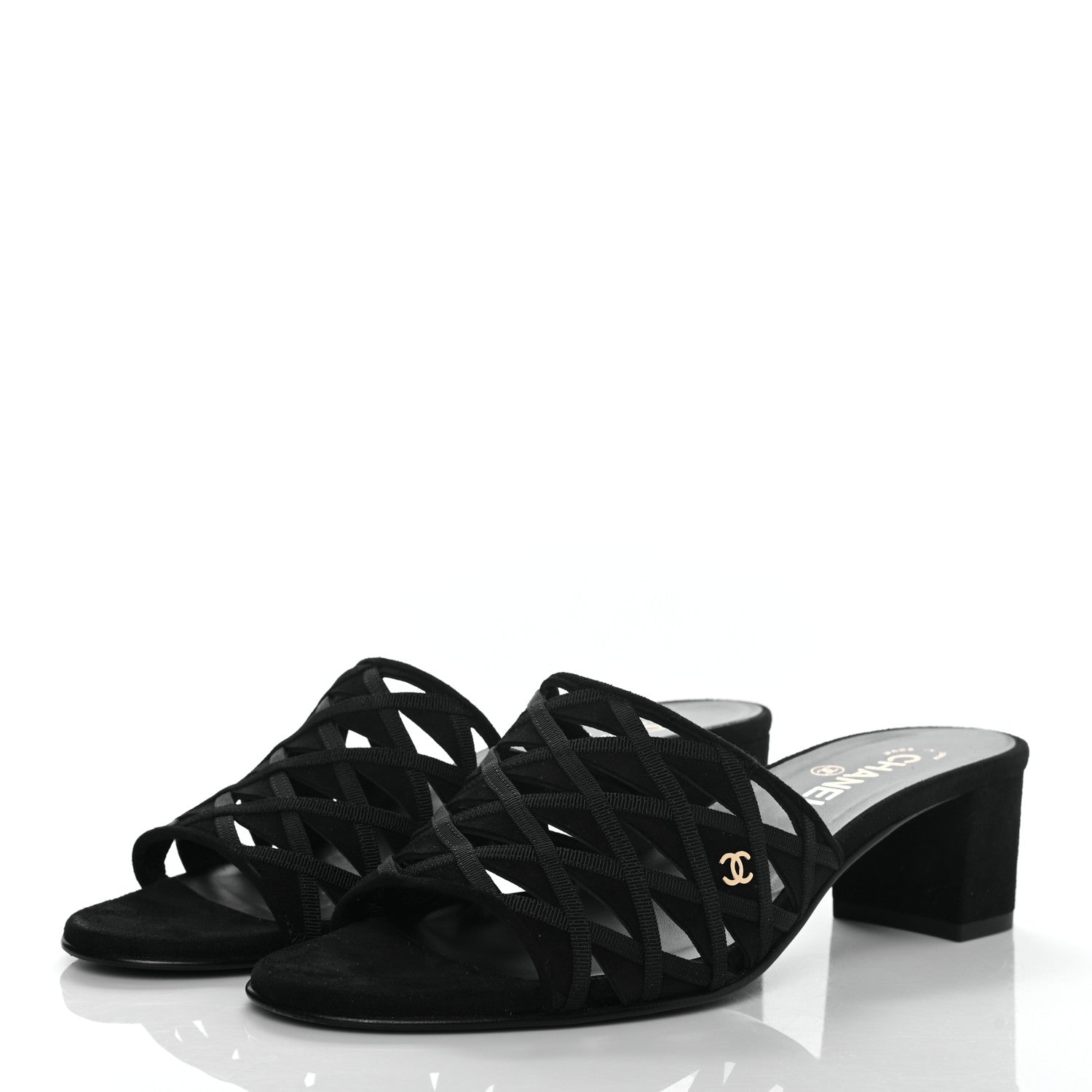 Chanel Suede Grosgrain Sandals 40 Black 3 of 7