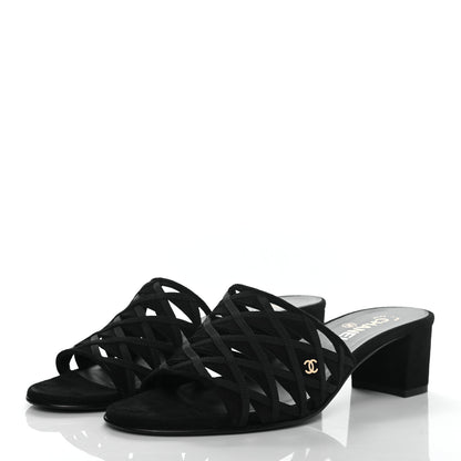 Chanel Suede Grosgrain Sandals 40 Black 3 of 7