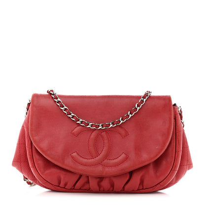 Chanel Lambskin Half Moon Wallet On Chain WOC Red 1 of 16