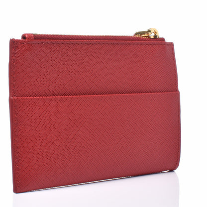 Prada Saffiano Metal Zip Card Holder Fuoco 3 of 7