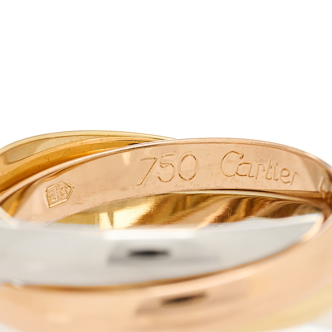 Cartier 18K Pink Yellow White Gold Small Trinity Ring 47 4 6 of 9