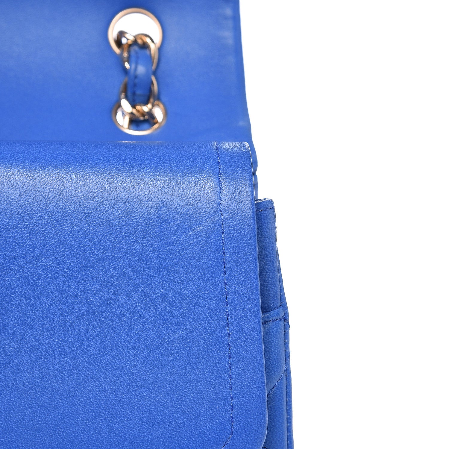 Chanel Lambskin Quilted Jumbo Double Flap Blue 13 of 15